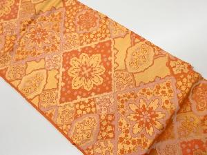 リサイクル　菱に花々模様織出し名古屋帯